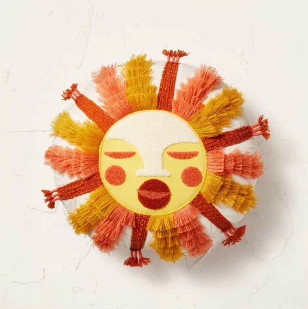 Opalhouse Jungalow 14" Round Toss Pillows, Embroidered Sun